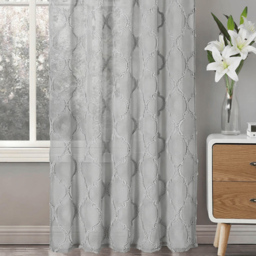 Velosso Tufted Grey Mariella Sheer Voile Panel Curtain 150 x 228cm - Size: W 150 x D 228cm - Wilko - thumbnail 4