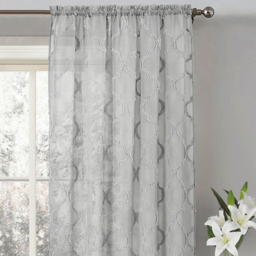 Velosso Tufted Grey Mariella Sheer Voile Panel Curtain 150 x 228cm - Size: W 150 x D 228cm - Wilko - thumbnail 3