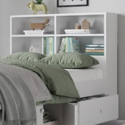 Kudl 4 Shelf White Headboard Bookcase - Size: Single - Wilko - thumbnail 4