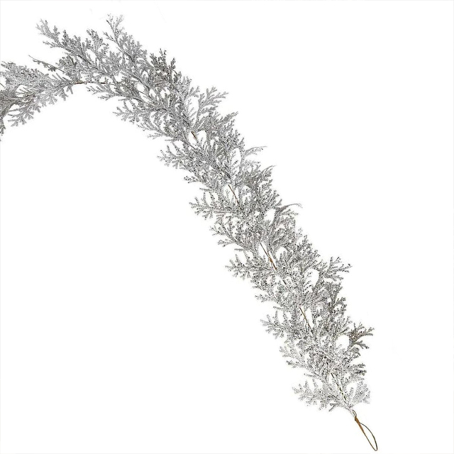 Samuel Alexander Silver Glitter Cedar Leaf Christmas Garland 180cm - Size: 18cm - Wilko - image 1