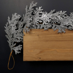 Samuel Alexander Silver Glitter Cedar Leaf Christmas Garland 180cm - Size: 18cm - Wilko - thumbnail 5