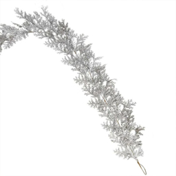 Samuel Alexander Silver Glitter Cedar Leaf Christmas Garland 180cm - Size: 18cm - Wilko - thumbnail 1