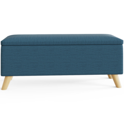GFW Secreto Teal Blue Hopsack Fabric Ottoman Storage Bench - Size: 37 x 98 x 43cm - Wilko - thumbnail 5