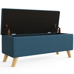 GFW Secreto Teal Blue Hopsack Fabric Ottoman Storage Bench - Size: 37 x 98 x 43cm - Wilko - thumbnail 3