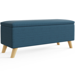 GFW Secreto Teal Blue Hopsack Fabric Ottoman Storage Bench - Size: 37 x 98 x 43cm - Wilko - thumbnail 4