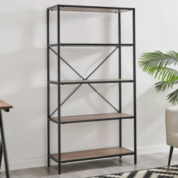 Furniture Box Kelton Black and Wood Box Shelf Unit - Size: 34 x 90 x 170cm - Furniturebox - Wilko