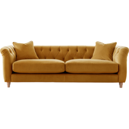 Elsie Chesterfield 5 Seater Ochre Plush Velvet Sofa Suite - Yellow - Wilko - thumbnail 5