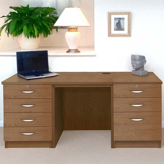 R White Cabinets 7 Drawer Dark Brown Set-09 Desk - Size: 72.8 x 155.8 x 54cm - Wilko - image 1