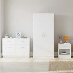 VIDA DESIGNS Riano White 3 Piece Bedroom Furniture Set - Wilko