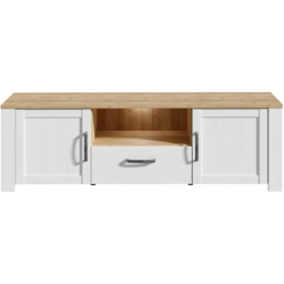 Florence Bohol 2 Door Single Drawer White Riviera Oak TV Unit - Size: 42 x 166 x 52cm - Brown - Wilko - thumbnail 4