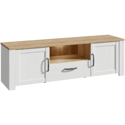 Florence Bohol 2 Door Single Drawer White Riviera Oak TV Unit - Size: 42 x 166 x 52cm - Brown - Wilko - thumbnail 3
