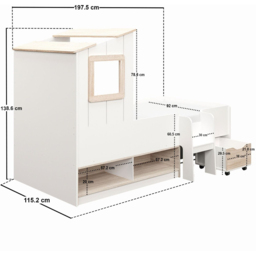 Flair Millie White Low Sleeper Play House Bed Frame with Storage - Size: Single - Wilko - thumbnail 7