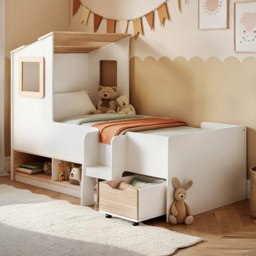 Flair Millie White Low Sleeper Play House Bed Frame with Storage - Size: Single - Wilko - thumbnail 1