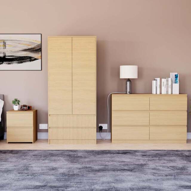 VIDA DESIGNS Denver Pine 3 Piece Bedroom Furniture Set - Brown - Wilko - image 1