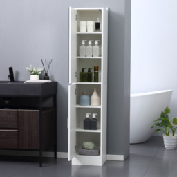 Kleankin 2 Door White Mirrored Tall Floor Cabinet - Size: 32 x 28 x 162cm - Wilko - thumbnail 6