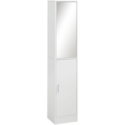 Kleankin 2 Door White Mirrored Tall Floor Cabinet - Size: 32 x 28 x 162cm - Wilko - thumbnail 3