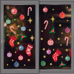 Walplus Merry Double-Sided Christmas Window Stickers 54 Piece - Size: 0.2 x 43 x 77cm - Multi - Wilko - thumbnail 1