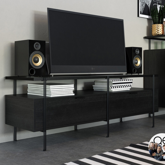 Dorel Wainwright Black Oak TV Stand - Size: 49 x 138 x 39cm - Wilko - image 1