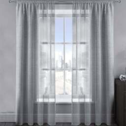 Velosso Alessandria Silver Slot Top Voile Panel Curtain 137 x 122cm - Size: W 137 x D 122cm - Wilko