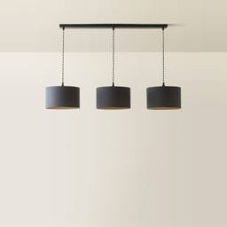 ValueLights Reni Charcoal Drum Shade 3 Drop Bar Matte Black Diner LED Ceiling Light - Size: 123.5 x 98 x 25cm - Wilko - thumbnail 6