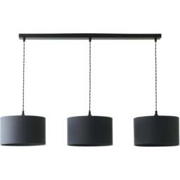 ValueLights Reni Charcoal Drum Shade 3 Drop Bar Matte Black Diner LED Ceiling Light - Size: 123.5 x 98 x 25cm - Wilko - thumbnail 1