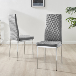 Furniturebox Lucia Valera 4 Seater Round Dining Set Grey Gloss and Chrome - Wilko - thumbnail 4