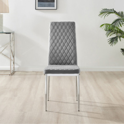 Furniturebox Lucia Valera 4 Seater Round Dining Set Grey Gloss and Chrome - Wilko - thumbnail 6