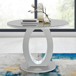 Furniturebox Lucia Valera 4 Seater Round Dining Set Grey Gloss and Chrome - Wilko - thumbnail 3