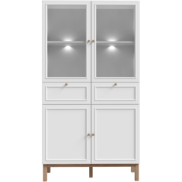 Florence Wensley 4 Door 2 Drawer Light Grey and Oak Glass Display Cabinet with LED Lighting - Size: 184.6 x 99.9 x 41.7cm - Multi - Furniture To Go - - thumbnail 4