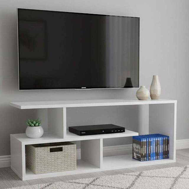 Shefa Eden 4 Shelf White TV Unit - Size: 40 x 100 x 30cm - Wilko - image 1