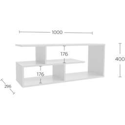 Shefa Eden 4 Shelf White TV Unit - Size: 40 x 100 x 30cm - Wilko - thumbnail 6