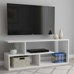 Shefa Eden 4 Shelf White TV Unit - Size: 40 x 100 x 30cm - Wilko - thumbnail 1