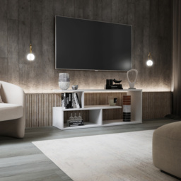 Shefa Eden 4 Shelf White TV Unit - Size: 40 x 100 x 30cm - Wilko - thumbnail 4