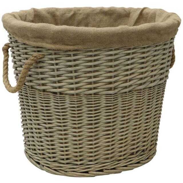 JVL Willow Antique Wash Log Basket with Rope Handles 46 x 57 x 47cm - Size: 57 x 47 x 46cm - Multi - JVL Homewares - Wilko - image 1