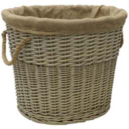 JVL Willow Antique Wash Log Basket with Rope Handles 46 x 57 x 47cm - Size: 57 x 47 x 46cm - Multi - JVL Homewares - Wilko - thumbnail 1