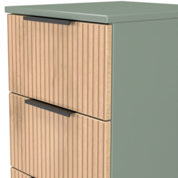 Crowndale Java 5 Drawer Slatt Effect and Reed Green Tall Bedside Cabinet - Wilko - thumbnail 7