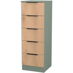 Crowndale Java 5 Drawer Slatt Effect and Reed Green Tall Bedside Cabinet - Wilko - thumbnail 5