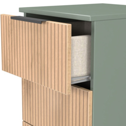 Crowndale Java 5 Drawer Slatt Effect and Reed Green Tall Bedside Cabinet - Wilko - thumbnail 6
