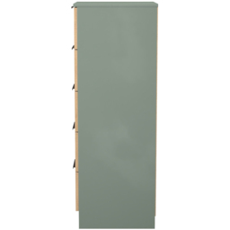 Crowndale Java 5 Drawer Slatt Effect and Reed Green Tall Bedside Cabinet - Wilko - thumbnail 4
