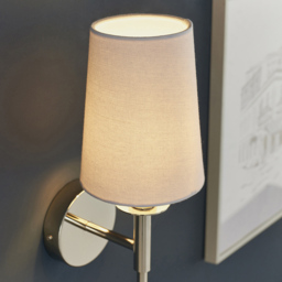 Merano Florence Nickel and White Fabric Wall Lamp - Size: 17 x 13 x 44.8cm - Wilko - thumbnail 5