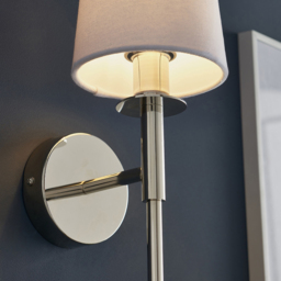 Merano Florence Nickel and White Fabric Wall Lamp - Size: 17 x 13 x 44.8cm - Wilko - thumbnail 6