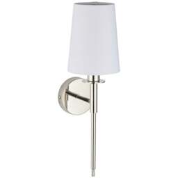 Merano Florence Nickel and White Fabric Wall Lamp - Size: 17 x 13 x 44.8cm - Wilko