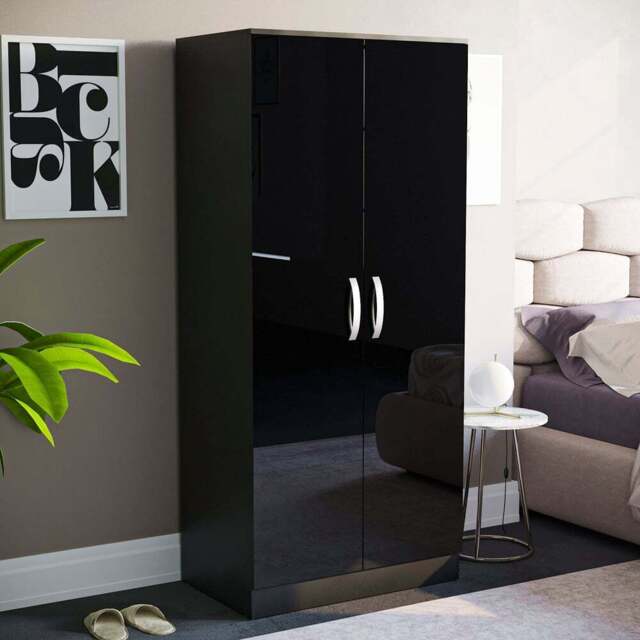 VIDA DESIGNS Hulio 2 Door Black Wardrobe - Wilko - image 1
