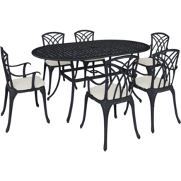 Charles Bentley Cast Aluminium 6 Seater Oval Dining Set - Black - Wilko - thumbnail 3