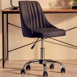 Interiors by Premier Brent Black and Chrome Swivel Home Office Chair - Size: 50 x 56 x 93cm - Multi - Wilko