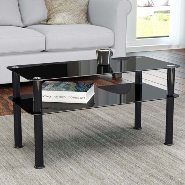 AVF Classic Black Glass Coffee Table - Size: 40 x 80 x 41.55cm - Wilko - image 1