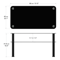 AVF Classic Black Glass Coffee Table - Size: 40 x 80 x 41.55cm - Wilko - thumbnail 6