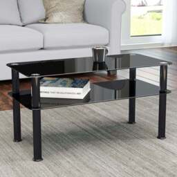 AVF Classic Black Glass Coffee Table - Size: 40 x 80 x 41.55cm - Wilko