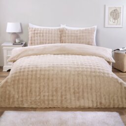 Aurora Soft Faux Fur Duvet Set Champagne Superking - Wilko