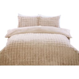Aurora Soft Faux Fur Duvet Set Champagne Superking - Wilko - thumbnail 3